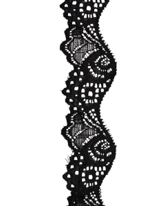 DANTELĂ ELASTICĂ -negru/zz- 3cm