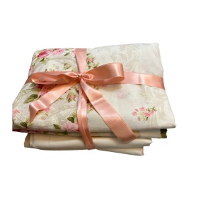 Lenjerie de pat bumbac 100% crem cu model floral, 2 persoane, pilotă 180x200 cm, cearceaf 230x240 cm, 2 fețe de pernă 50x70 cm - Img 4