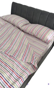 Lenjerie de pat bumbac 100% Ranforce, 220x200, model dungi multicolore, 4 piese - Img 2
