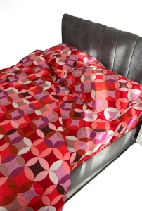 Lenjerie de pat bumbac ranforce 100% – 6 piese, model geometric roșu, 220x200 - Img 3