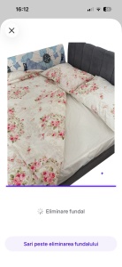 Lenjerie de pat bumbac 100% crem cu model floral, 2 persoane, pilotă 180x200 cm, cearceaf 230x240 cm, 2 fețe de pernă 50x70 cm