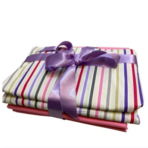 Lenjerie de pat bumbac 100% cu dungi multicolore, 2 persoane, pilotă 180x200 cm, cearceaf 230x240 cm, 2 fețe de pernă 50x70 cm - Img 3
