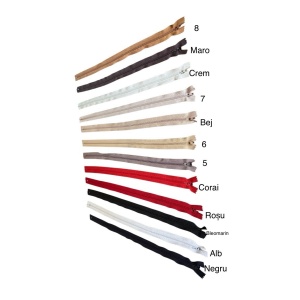 Fermoar fix, 50 cm, spiră 3 mm – Diverse culori (pentru rochii și perne)