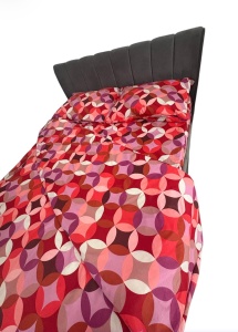 Lenjerie de pat bumbac ranforce 100% – 6 piese, model geometric roșu, 220x200