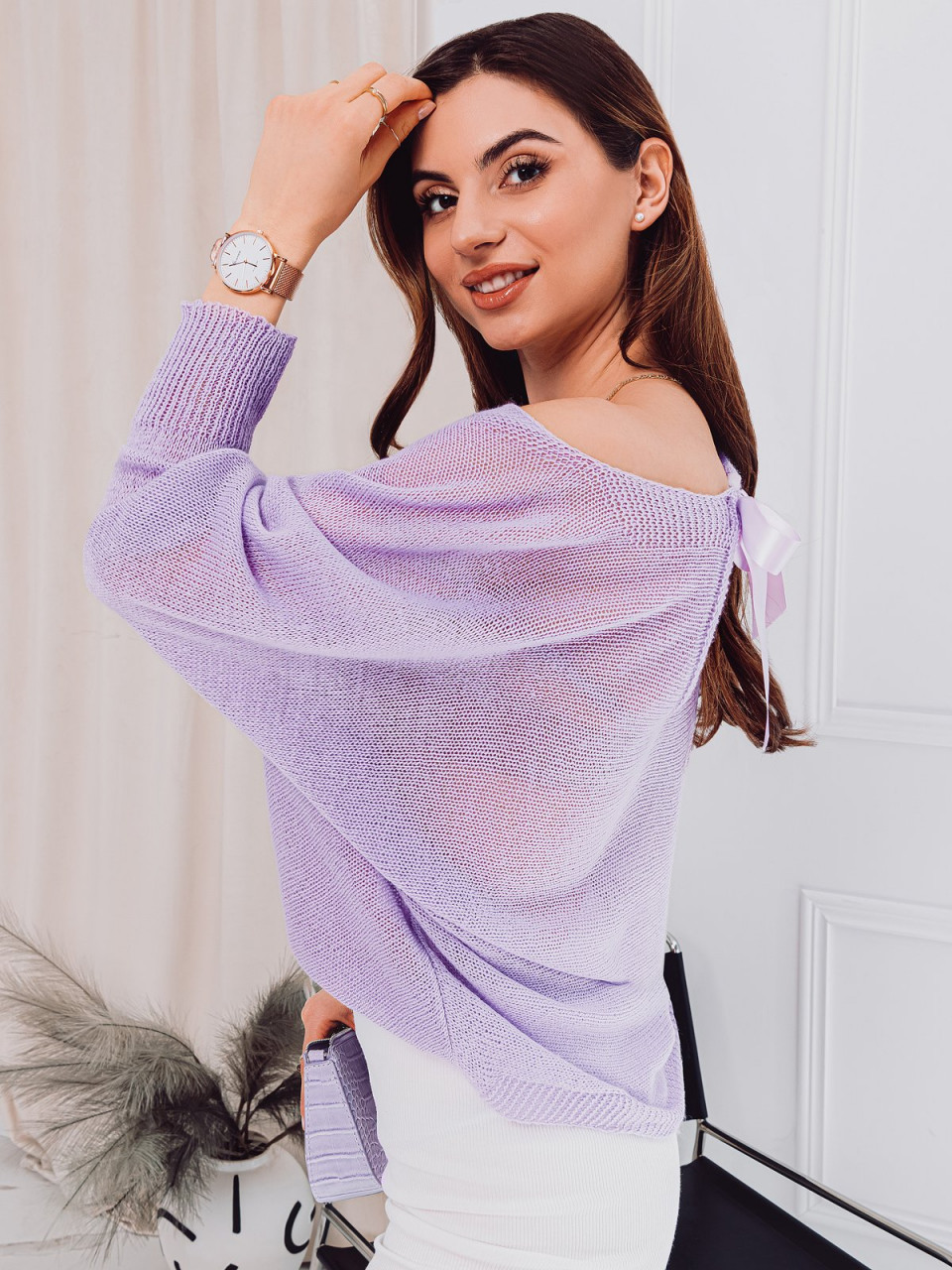 Merchandising atribut înger  Pulover femei ELR010 - violet