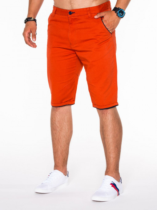 Pantaloni scurti pentru barbati, portocaliu, casual, model de vara, slim fit, buzunare laterale - P520