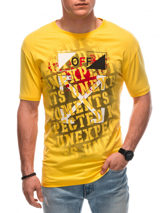 Tricou cu imprimeu barbatesc S1602 - galben