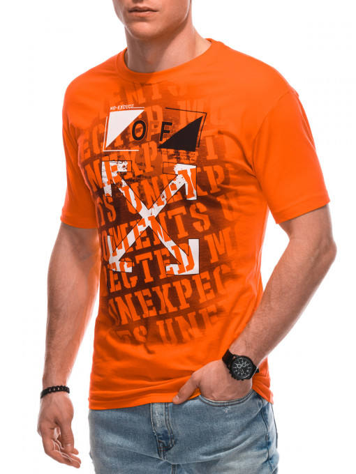 Tricou cu imprimeu barbatesc S1602 - portocaliu