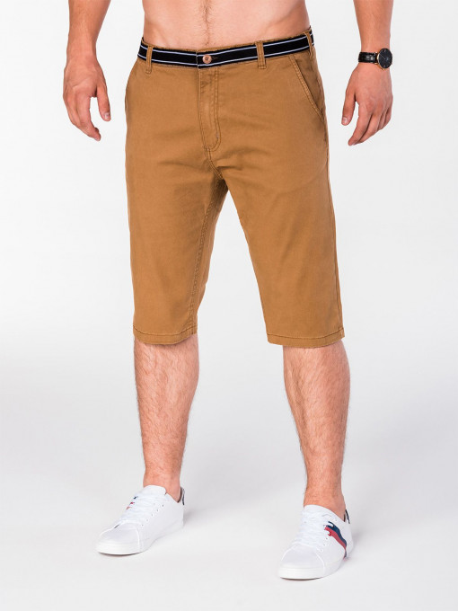 Pantaloni scurti pentru barbati, camel, casual, model de vara, slim fit, buzunare laterale - P402