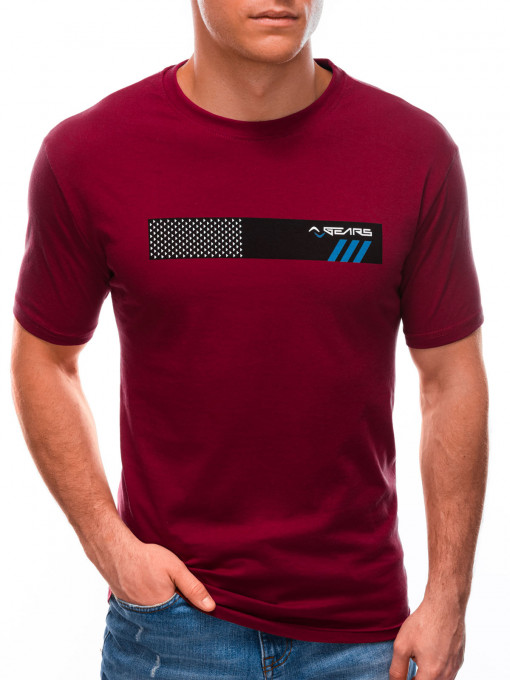 Tricou cu imprimeu pentru bărbați S1604 - roșu închis