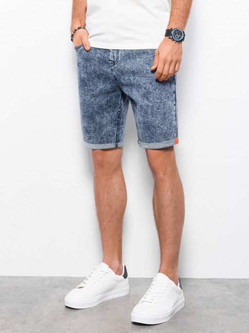 Pantaloni scurți bărbați din denim marmorat - albastru V1 OM-SRDS-0117