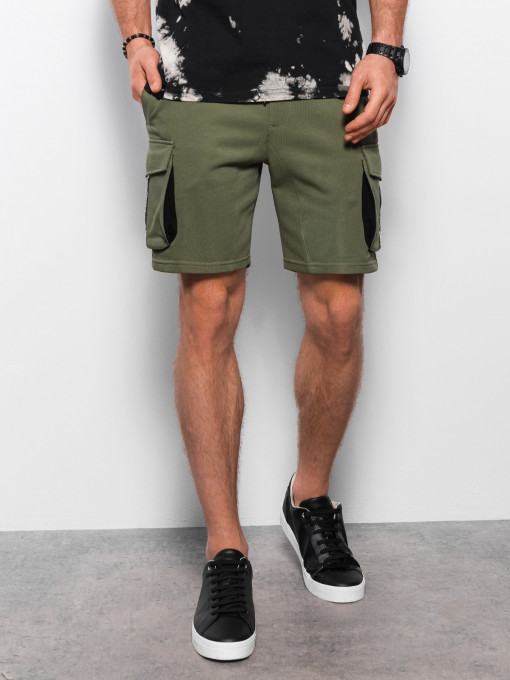 Pantaloni scurți pentru bărbați cu buzunare cargo - olive V4 OM-SRSK-0106