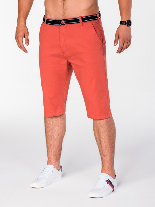Pantaloni scurti pentru barbati, portocaliu, casual, model de vara, slim fit, buzunare laterale - P402