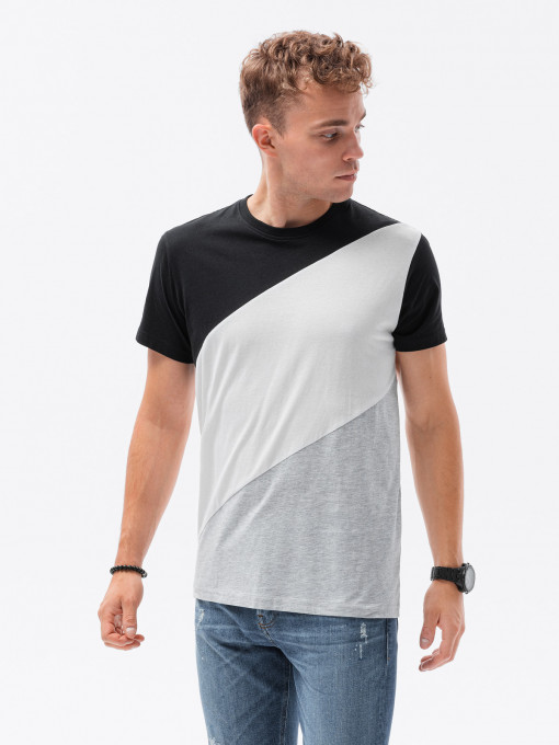 Tricou pentru barbati - negru/gri melanj S1627