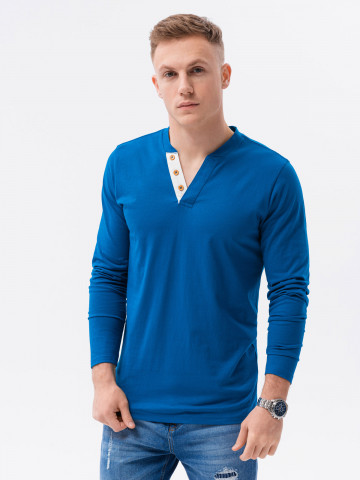 Traditional trim agenda Bluza cu maneca lunga simpla barbati L133 - albastru