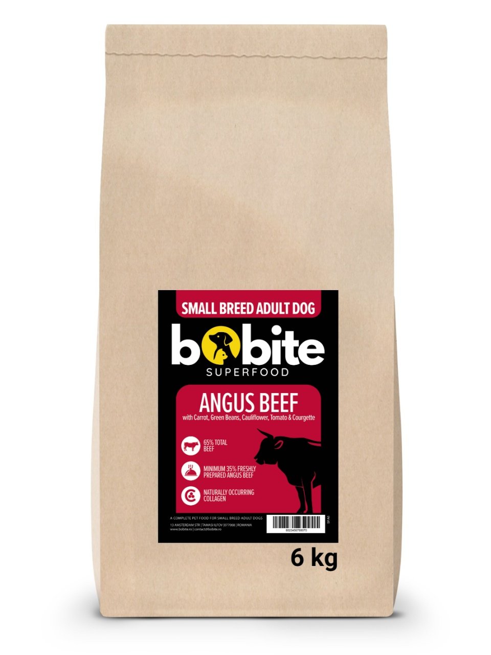 Bobite SuperFood, Adult-rasa mica, Vita Angus cu Morcov, Fasole Verde, Conopida, Rosii si Dovlecel, Hrana uscata caini, 6kg