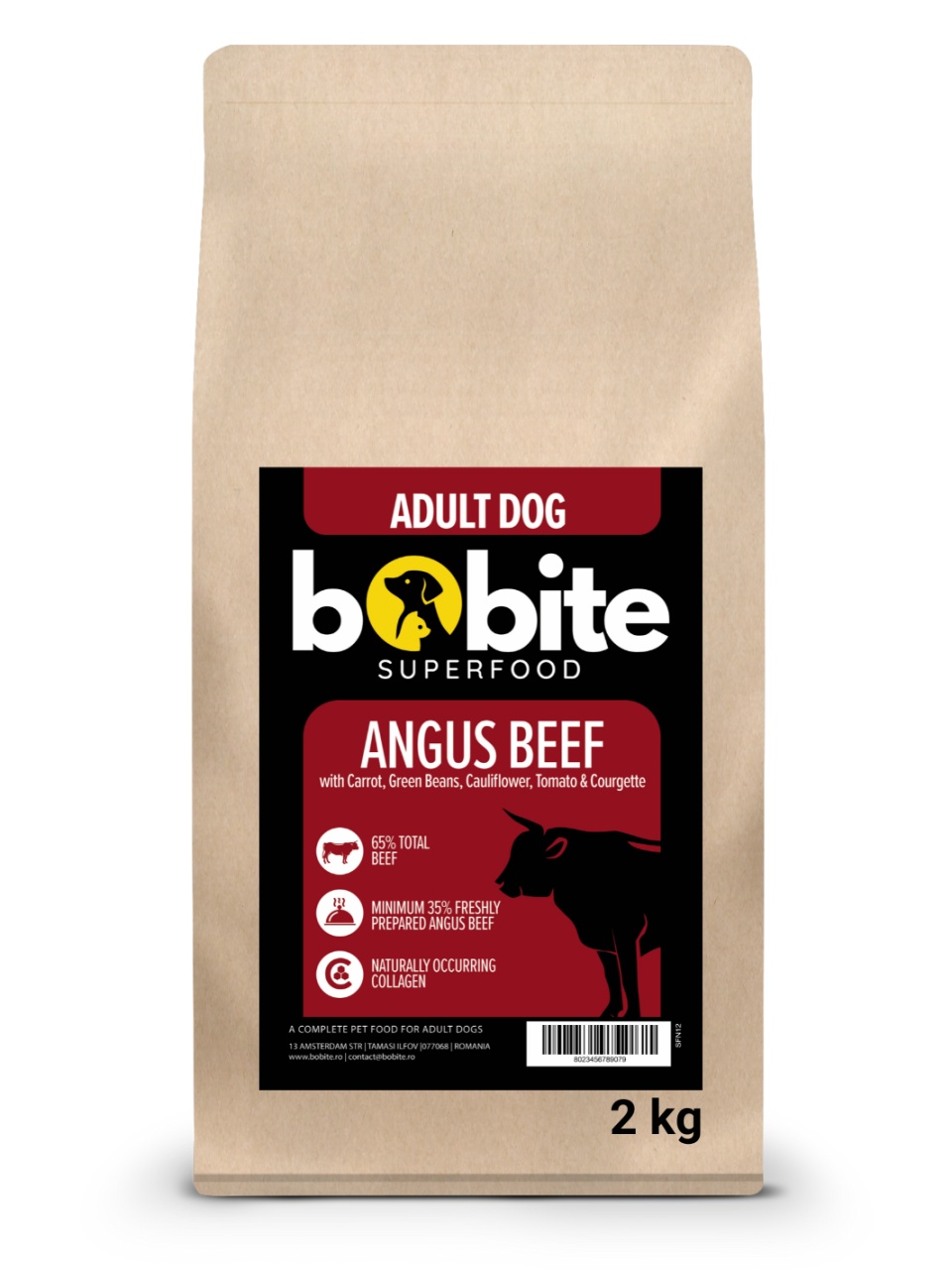 Bobite SuperFood, adult, Vita Angus cu Morcovi, Fasole Verde, Conopida, Rosii si Dovlecei, Hrana uscata caini, 2kg