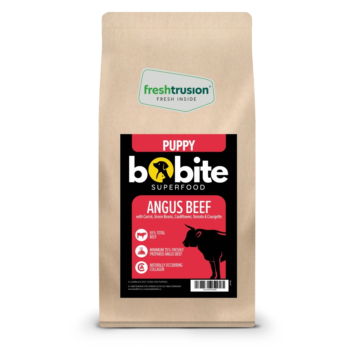 Bobite Superfood Câini Junior (Puppy) – Vită Angus, Hrană uscată superpremium fără cereale