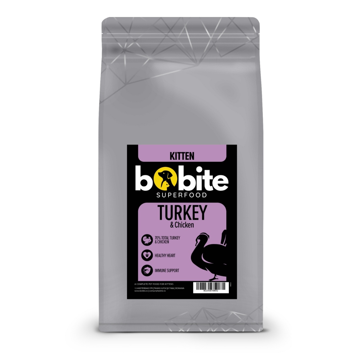 Bobite Superfood Pisici Junior (Kitten) – Curcan & Pui, Hrană uscată superpremium