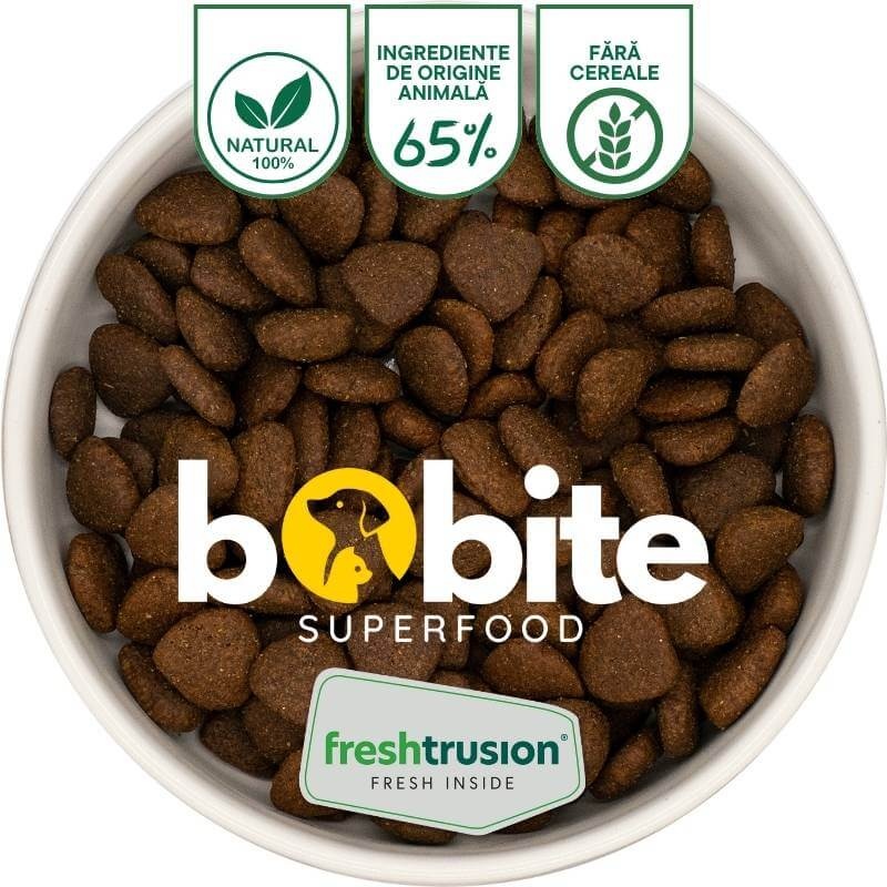 Bobite SuperFood, adult, Rata englezeasca de tara cu Pastarnac, Portocala, Sparanghel si Dovleac, Hrana uscata caini, 2kg - 1 | YEO