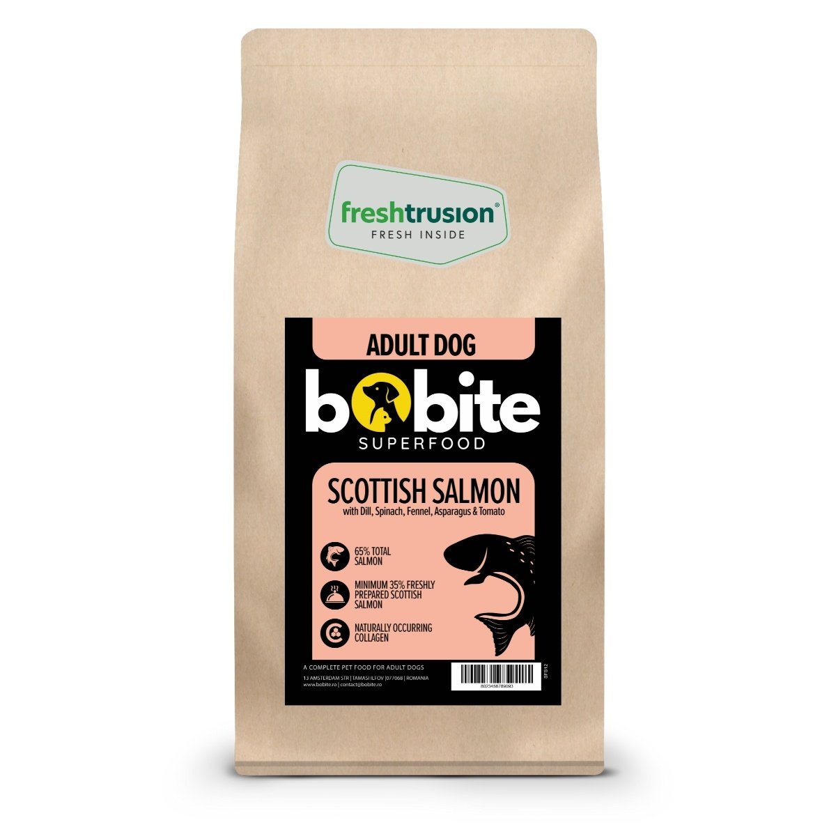 Bobite Superfood Câini Adult – Somon scoțian, Hrană uscată superpremium fără cereale