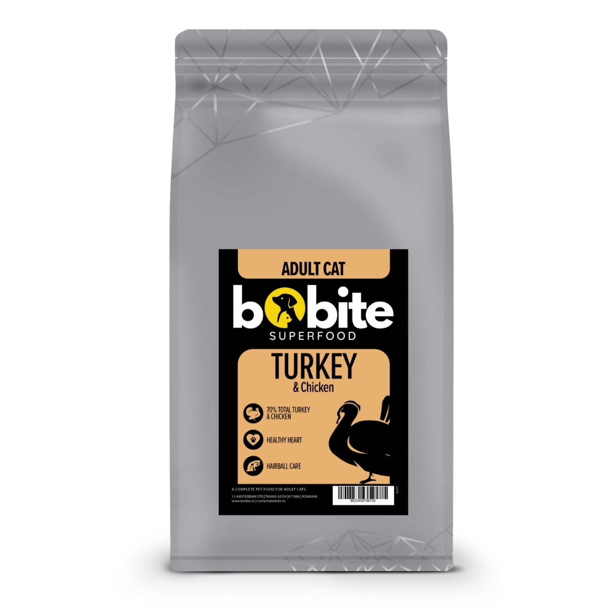 Bobite Superfood Pisici Adult – Curcan & Pui, Hrană uscată superpremium