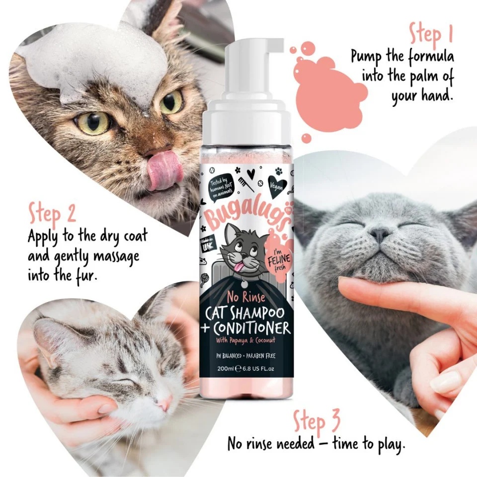 Sampon Bugalugs Cat No Rinse - 200ml - 1 | YEO