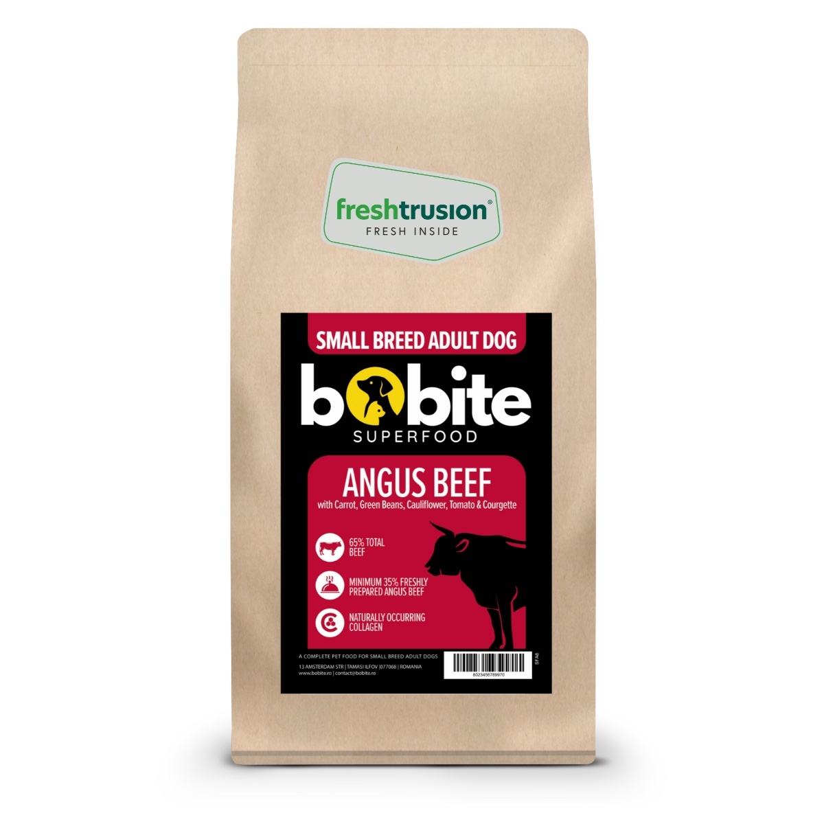 Bobite Superfood Câini Adult – Rasă mică, Vită Angus, Hrană uscată superpremium fără cereale