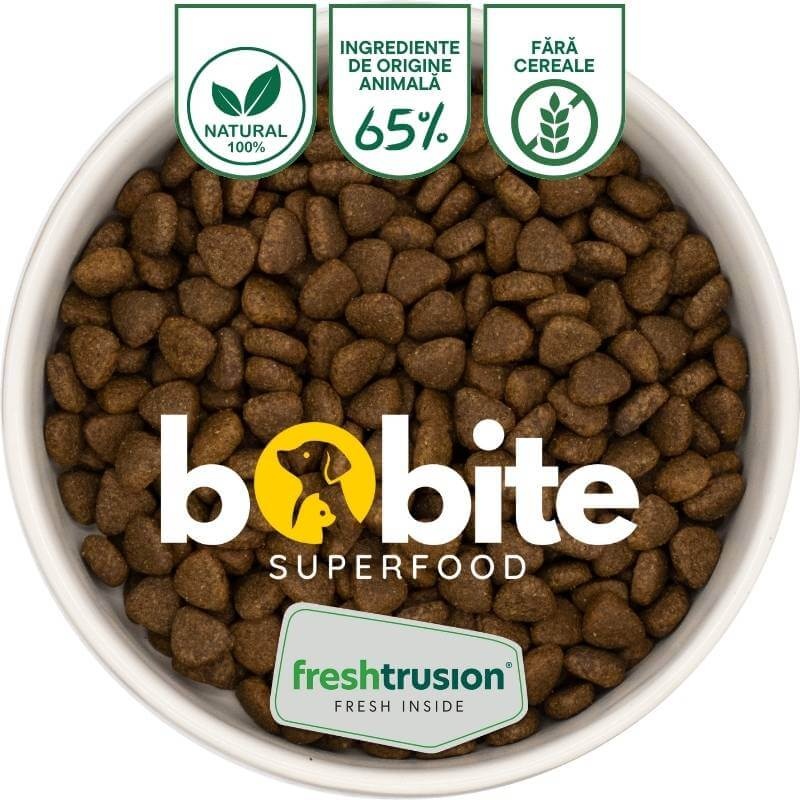 Bobite SuperFood, Adult-rasa mica, Curcan free-range cu Patrunjel, Papaya, Urzica, Dovlecel si Dovleac, Hrana uscata caini, 2kg