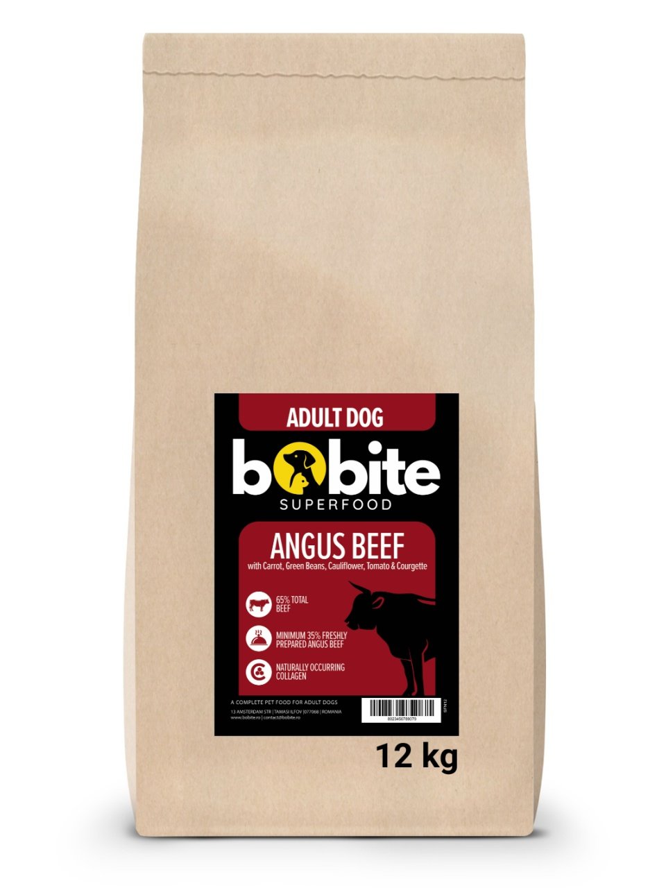 Bobite SuperFood, adult, Vita Angus cu Morcovi, Fasole Verde, Conopida, Rosii si Dovlecei, Hrana uscata caini, 12kg