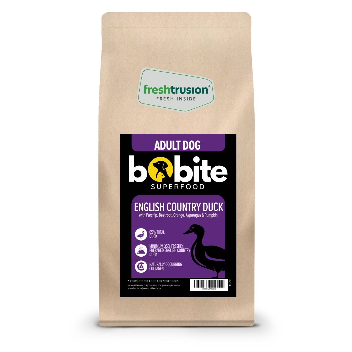 Bobite Superfood Câini Adult – Rață englezească de țară, Hrană uscată superpremium fără cereale