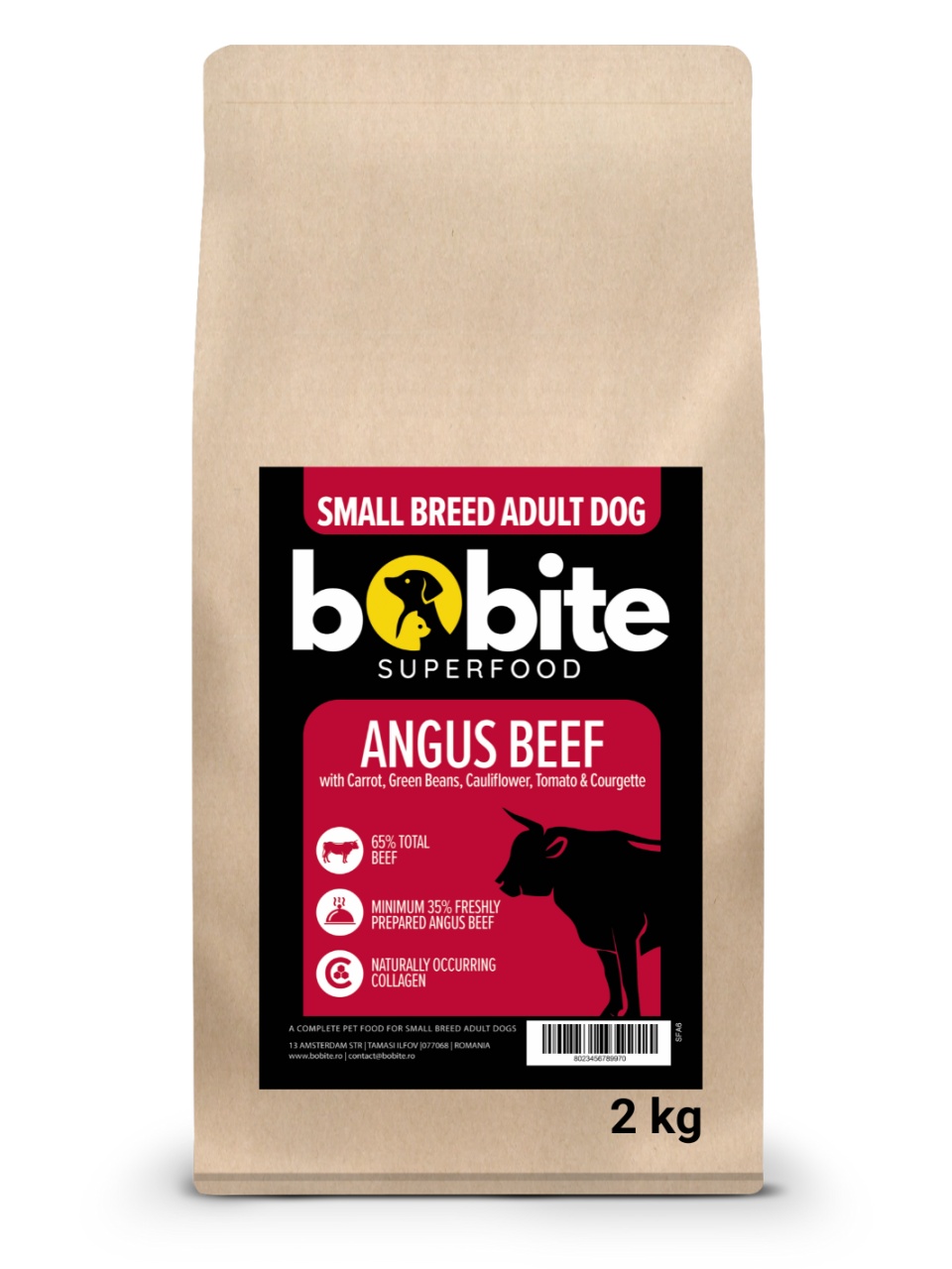 Bobite SuperFood, Adult-rasa mica, Vita Angus cu Morcov, Fasole Verde, Conopida, Rosii si Dovlecel, Hrana uscata caini, 2kg