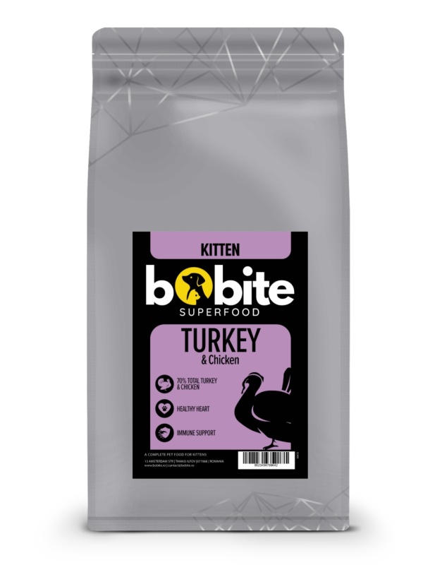 Bobite SuperFood, Kitten, Turkey & Chicken – Dry Food for Kittens, 1.5kg