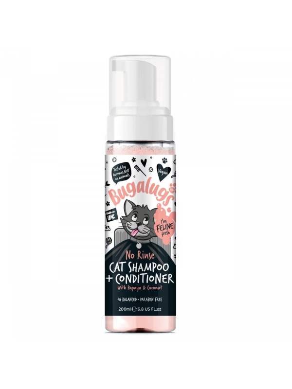 Sampon Bugalugs Cat No Rinse - 200ml