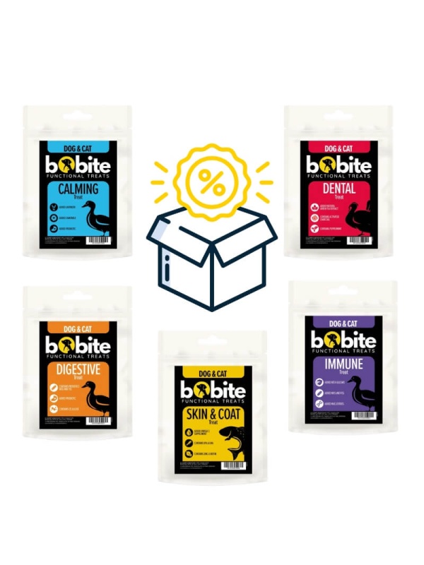 Pachet promoțional 5x Bobite Functional Treats – Gustări funcționale pentru câini și pisici