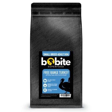 Bobite Superfood Câini Adult – Rasă mică, Curcan free-range, Hrană uscată superpremium fără cereale