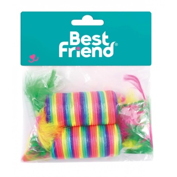 Jucarie pisica Best Friend - Cilindru cu pene, curcubeu - Img 2