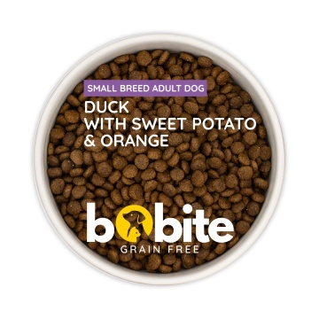 bobite hrana caini rasa mica Bobite Grain Free rata cartof dulce portocala in castron
