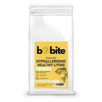 Bobite Peptide+, Hrană uscată hipoalergenică Healthy Living, somon, fără cereale, pentru câini de toate vârstele