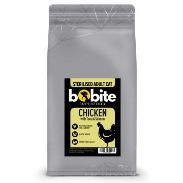 Bobite Superfood Pisici Sterilizate Adult – Pui, Ton & Somon, Hrană uscată superpremium