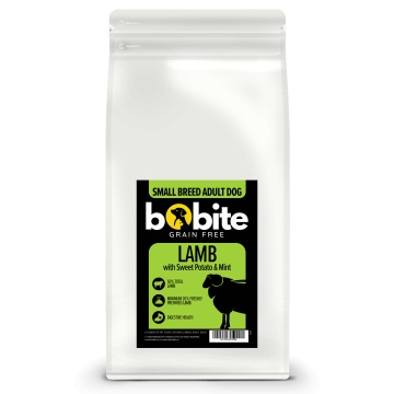 Bobite Grain Free, hrană uscată pentru câini adulți de rasă mică, miel cu cartof dulce și mentă, 2kg