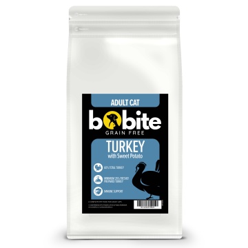 Bobite Grain Free, hrană uscată pentru pisici adulte, curcan cu cartof dulce