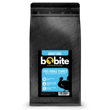 Bobite Superfood Câini Adult – Curcan britanic crescut responsabil, Hrană uscată superpremium fără cereale