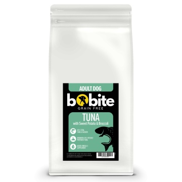 Bobite Grain Free, hrană uscată pentru câini adulți, ton cu cartof dulce și broccoli