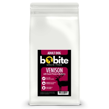Bobite Grain Free, hrană uscată pentru câini adulți, vânat cu cartof dulce și mure