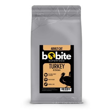 Bobite Superfood Pisici Adult – Curcan & Pui, Hrană uscată superpremium