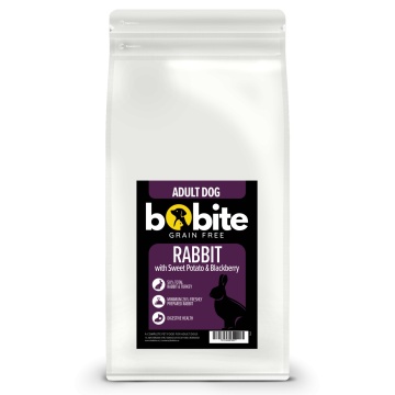 Bobite Grain Free, hrană uscată pentru câini adulți, iepure cu cartof dulce și mure