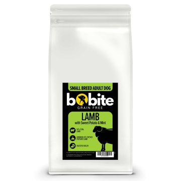 Bobite Grain Free, hrană uscată pentru câini adulți de rasă mică, miel cu cartof dulce și mentă