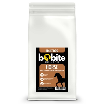 Bobite Grain Free, hrană uscată pentru câini adulți, cal cu cartof dulce și rodie