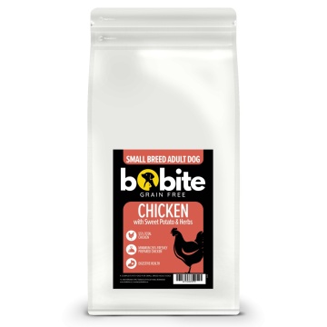 Bobite Grain Free, hrană uscată pentru câini adulți de rasă mică, pui cu cartof dulce și ierburi